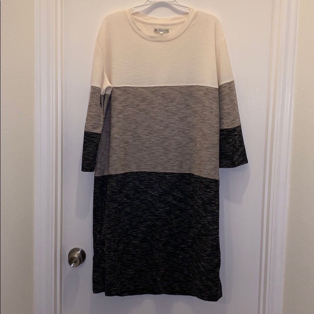Cream, Tan, Grey Dress, size large